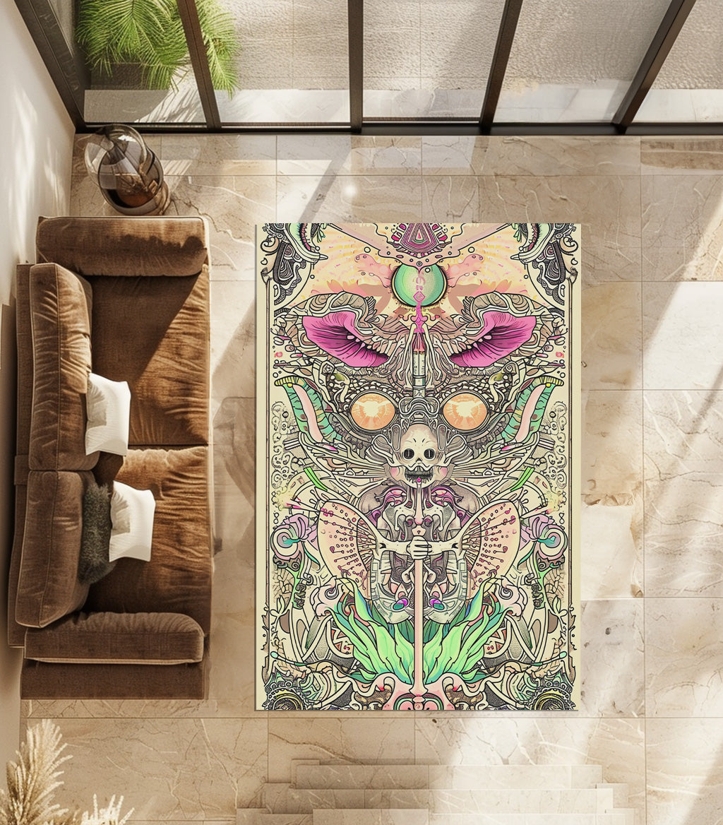 Colouring Book Page Of Pixie With A Wand And Magic Herb  Non-Slip Rug