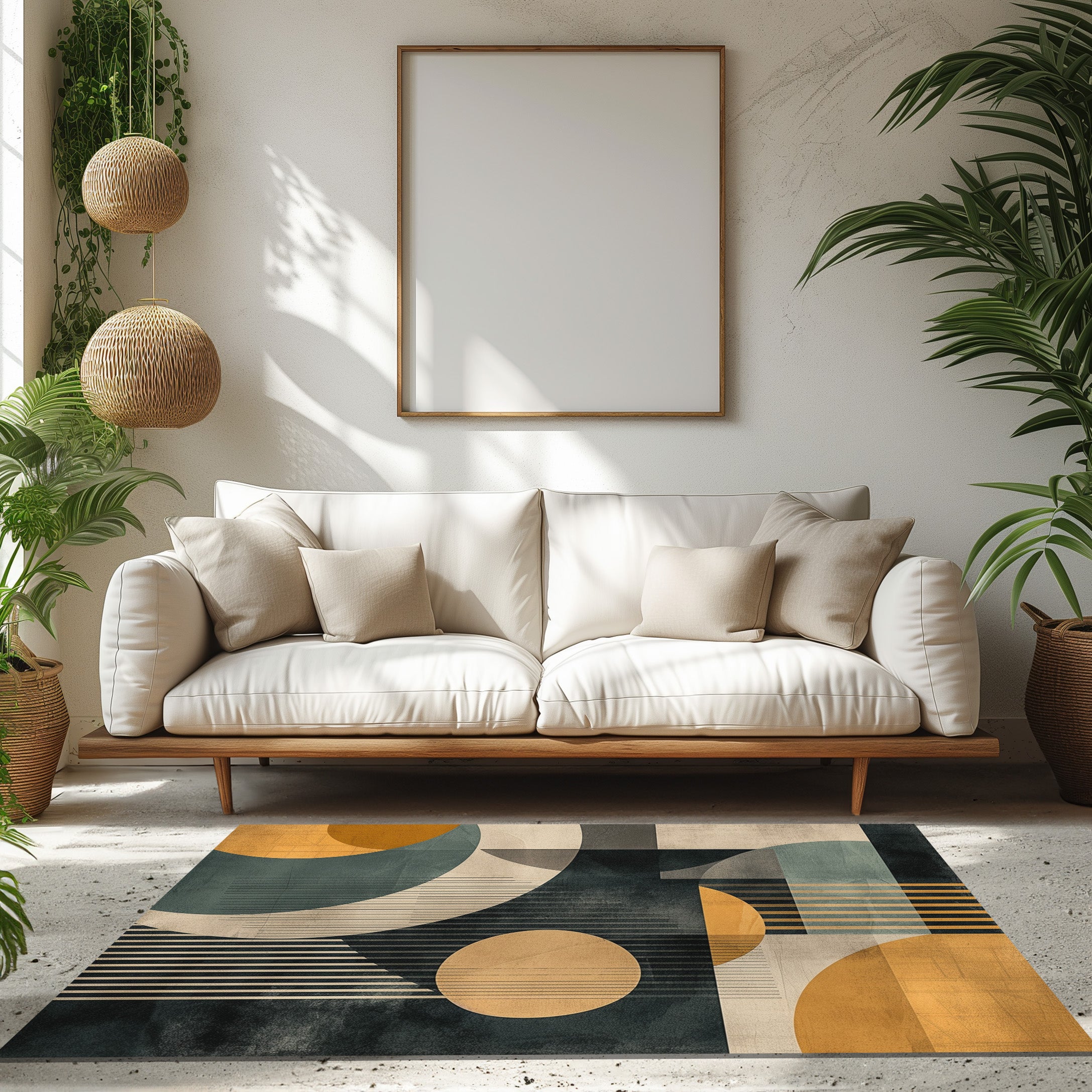 Geometric Design Non-Slip Rug