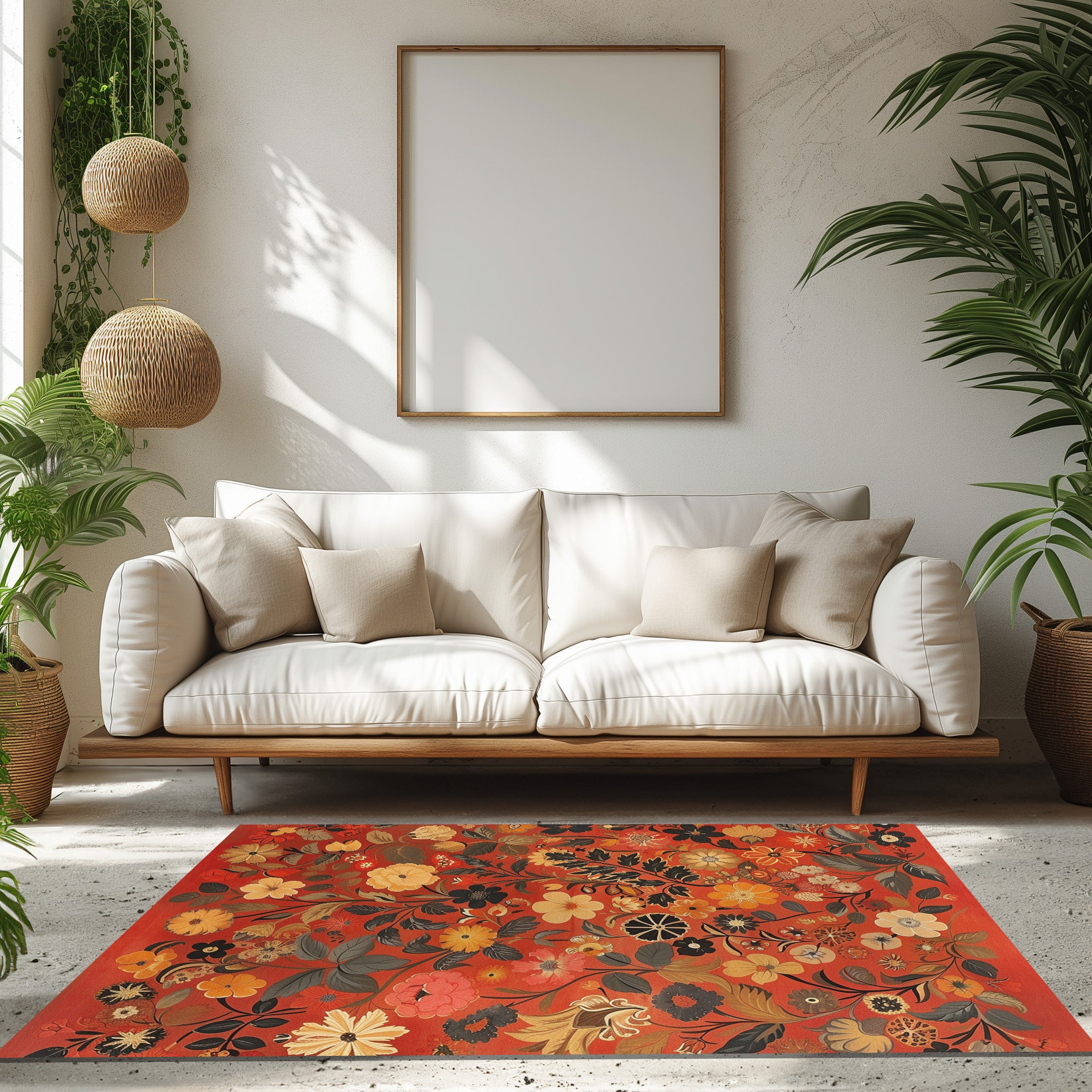 Vintage Design Flowers Non-Slip Rug