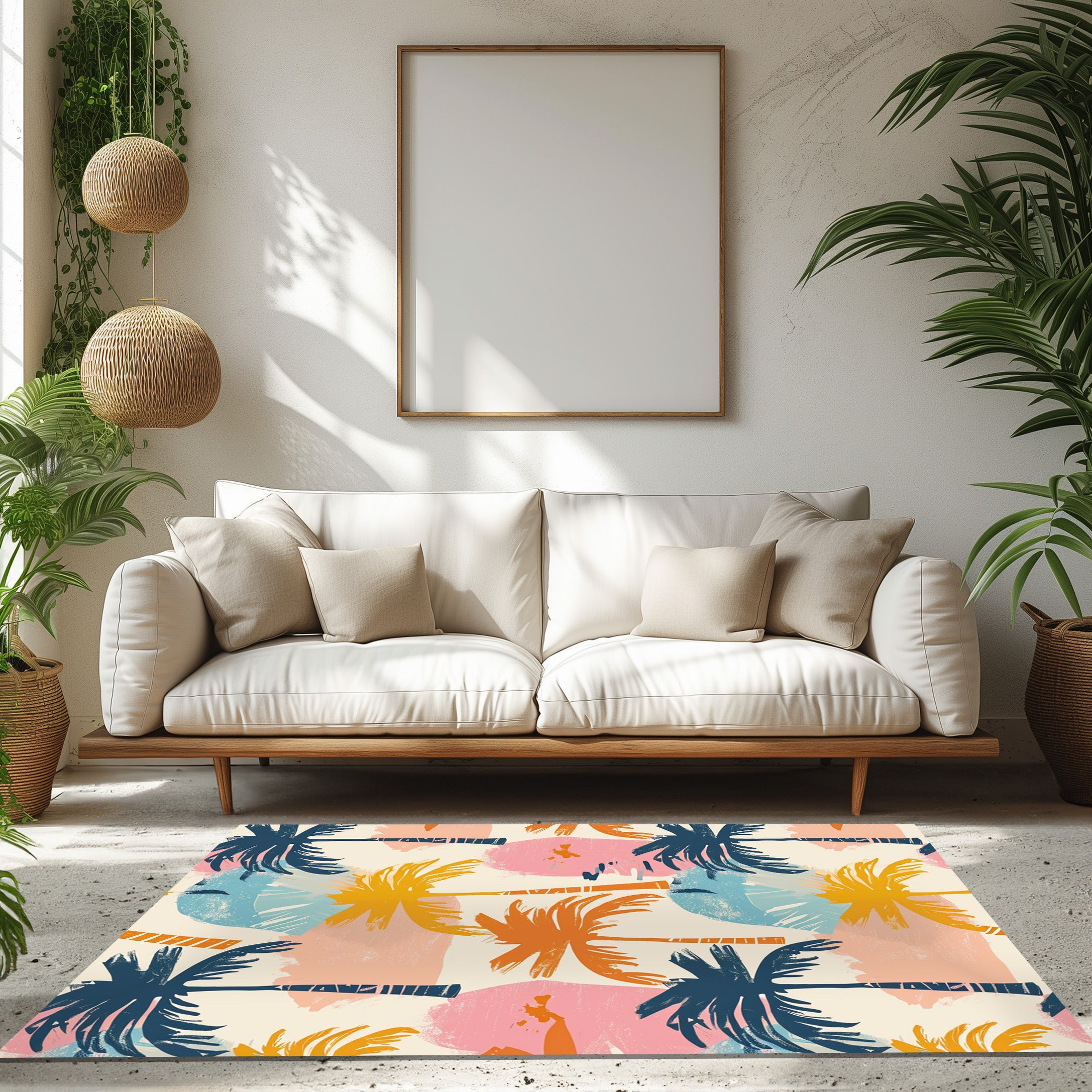 Colorful Palm Trees Non-Slip Rug