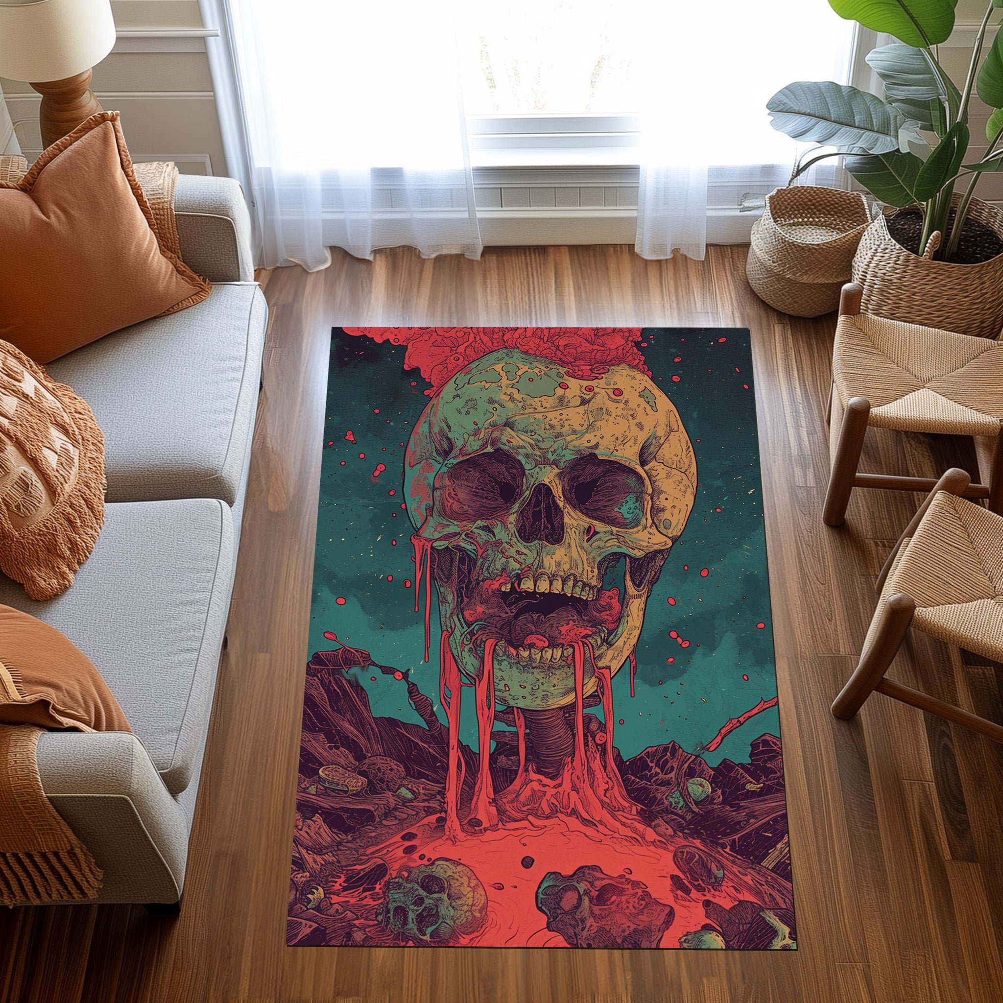 Colorful Skull Non-Slip Rug