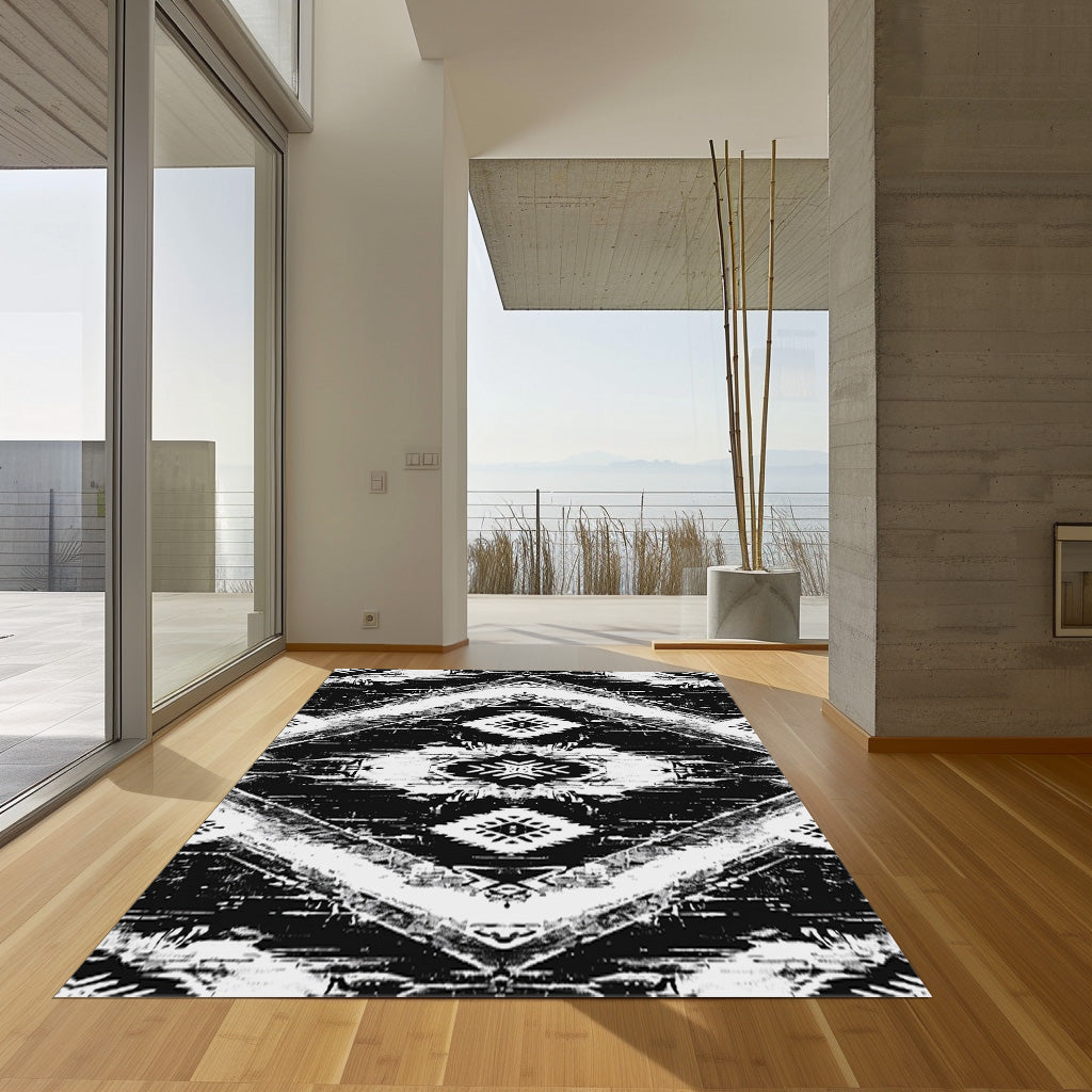 Vintage Black And White Design Non-Slip Rug