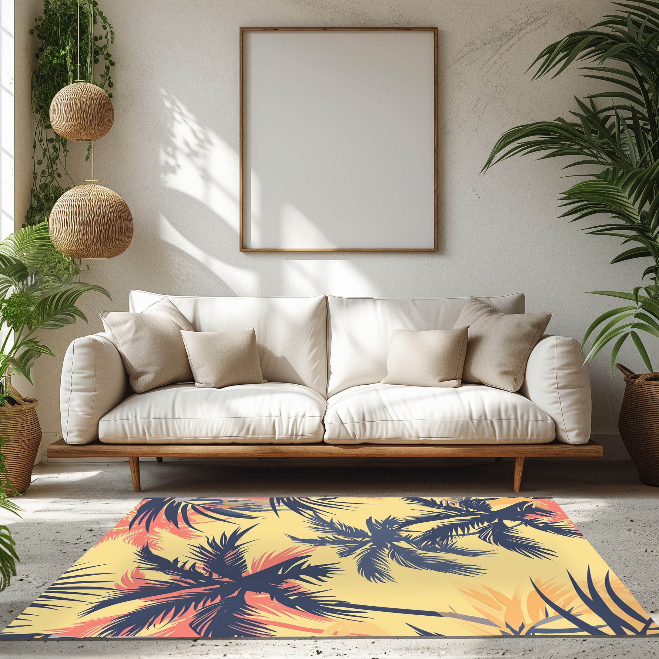 Pattern Oasis Yellow Non-Slip Rug