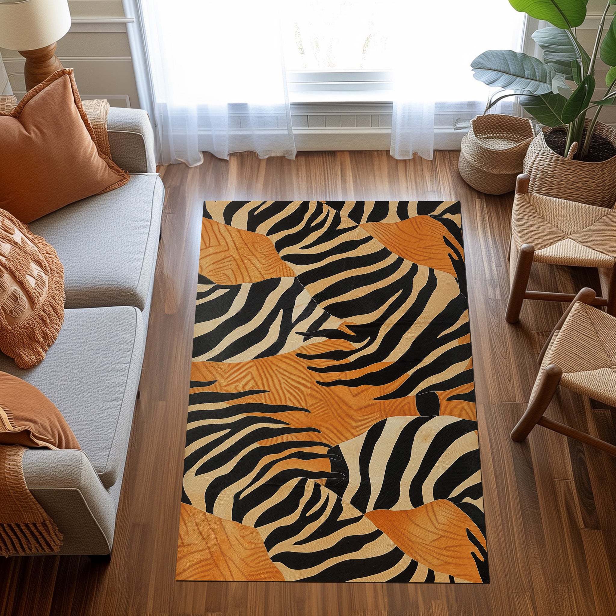 Zebra Designed Non-Slip Rug