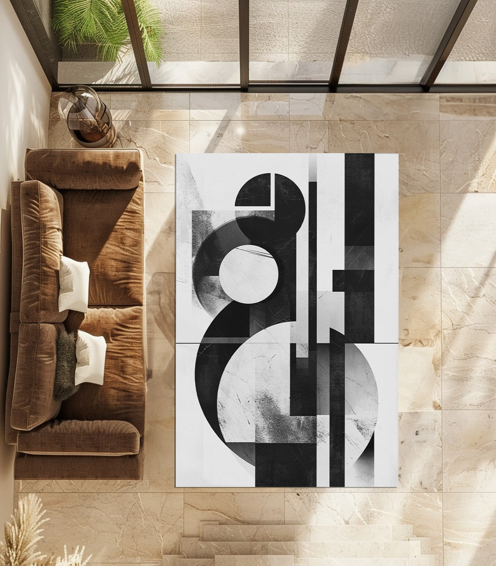 Black And White Abstract Non-Slip Rug