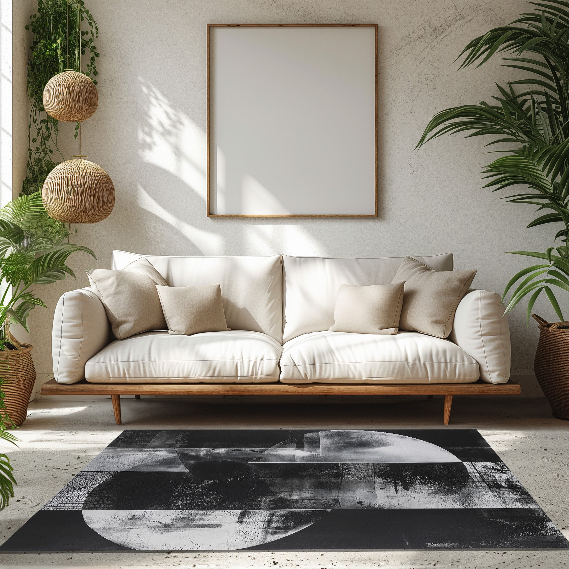 Black And White Abstract Non-Slip Rug