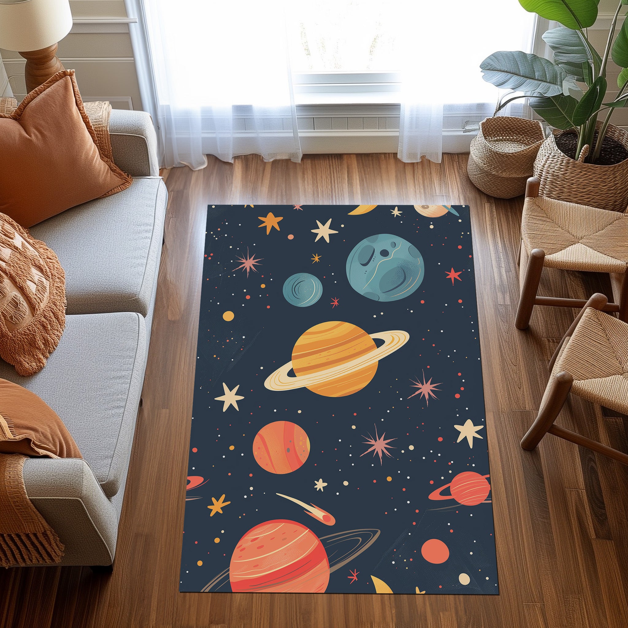 Galaxy Comets Stars And Moon Non-Slip Rug