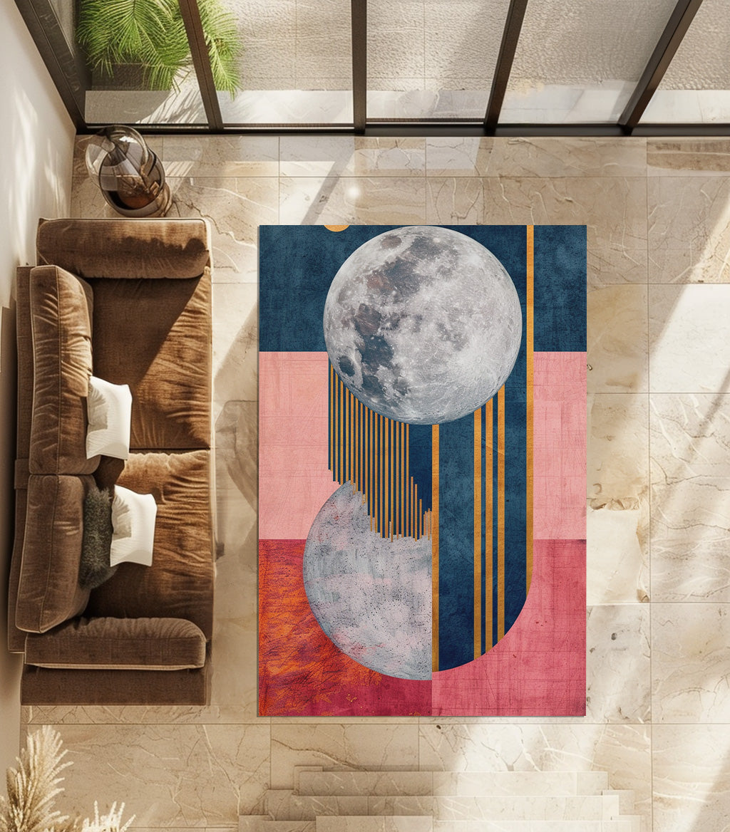 Moon And Abstract Non-Slip Rug