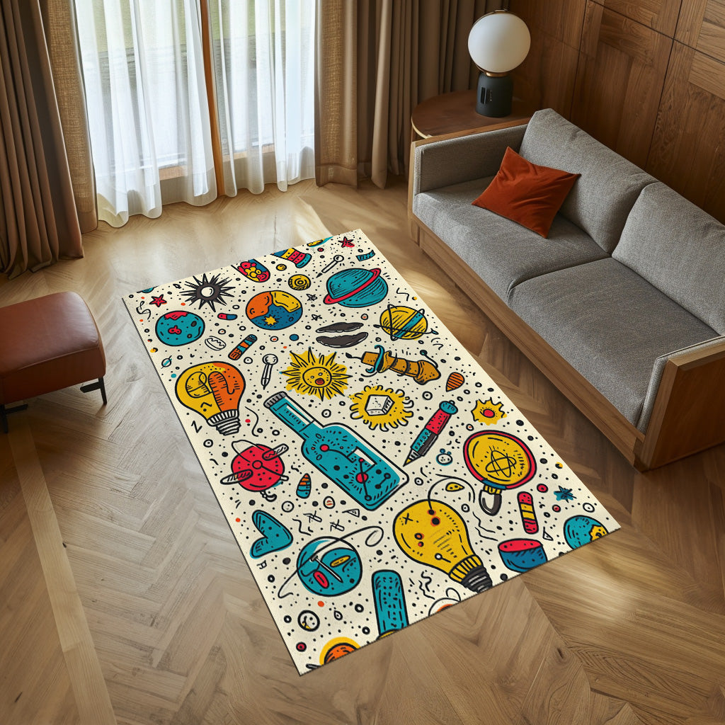 Drawn Doodle Masterpiece Non-Slip Rug