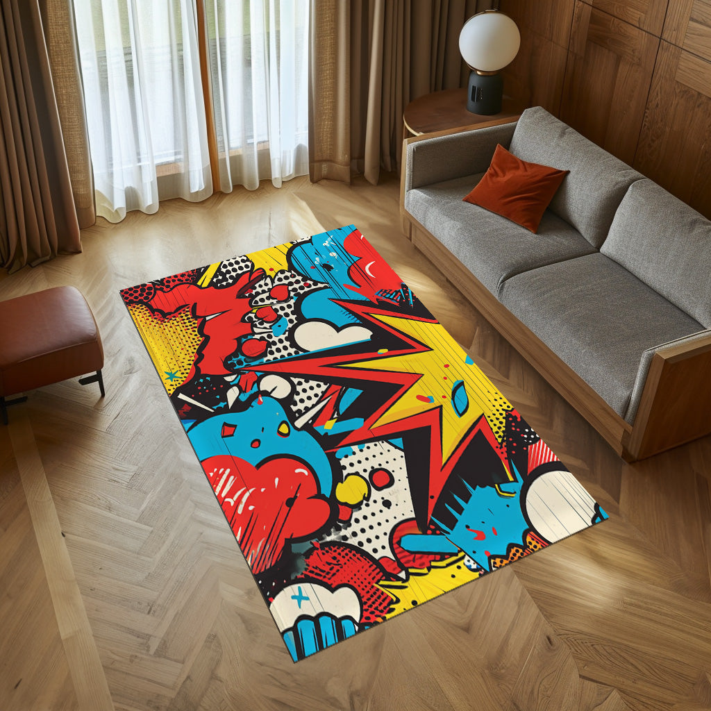 Retro Comic Book Pattern Non-Slip Rug