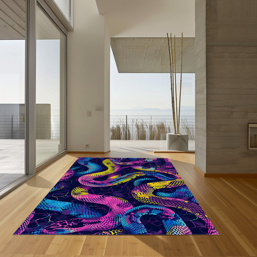 Neon Color Snakes Non-Slip Rug