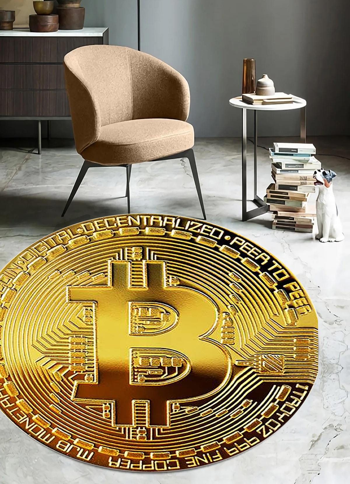 Just Rugging Rounded Rug Bitcoin RugNon-Slip Rug Washable Mat Child Stain Resistant Living Room Kitchen Carpet