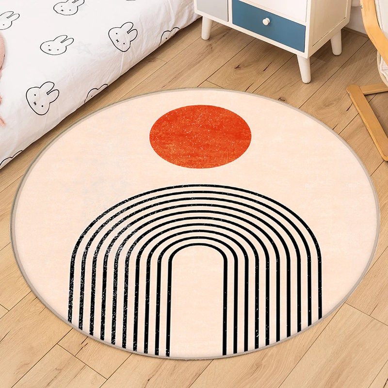 Just Rugging Rounded Rug Abstract Round RugNon-Slip Rug Washable Mat Child Stain Resistant Living Room Kitchen Carpet