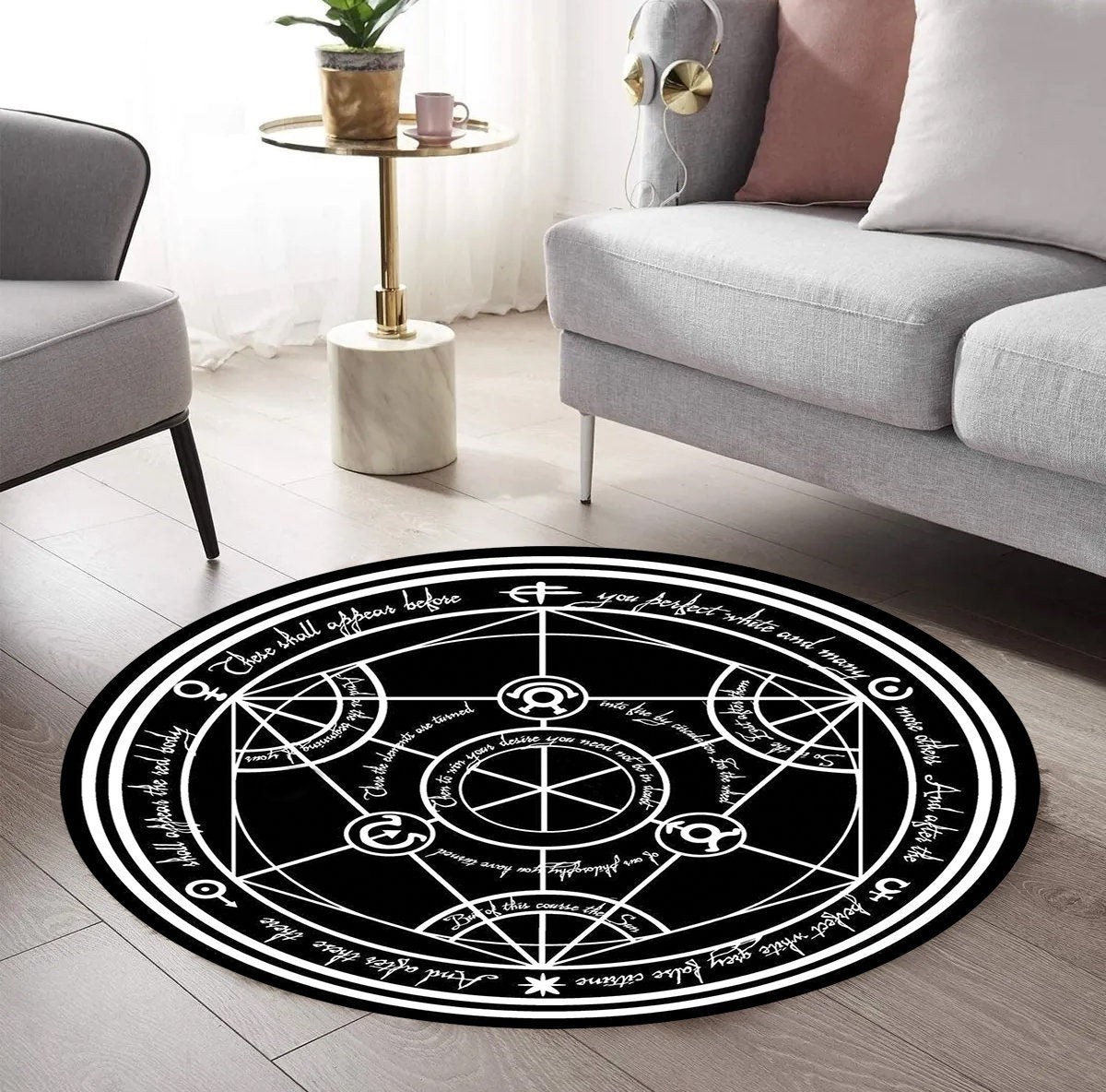 Just Rugging Rounded Rug Circle Cool Japanese Anime Manga RugNon-Slip Rug Washable Mat Child Stain Resistant Living Room Kitchen Carpet
