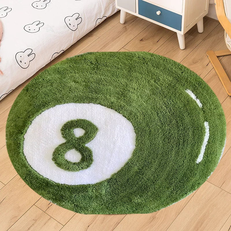 Just Rugging Rounded Rug Green Ball RugNon-Slip Rug Washable Mat Child Stain Resistant Living Room Kitchen Carpet