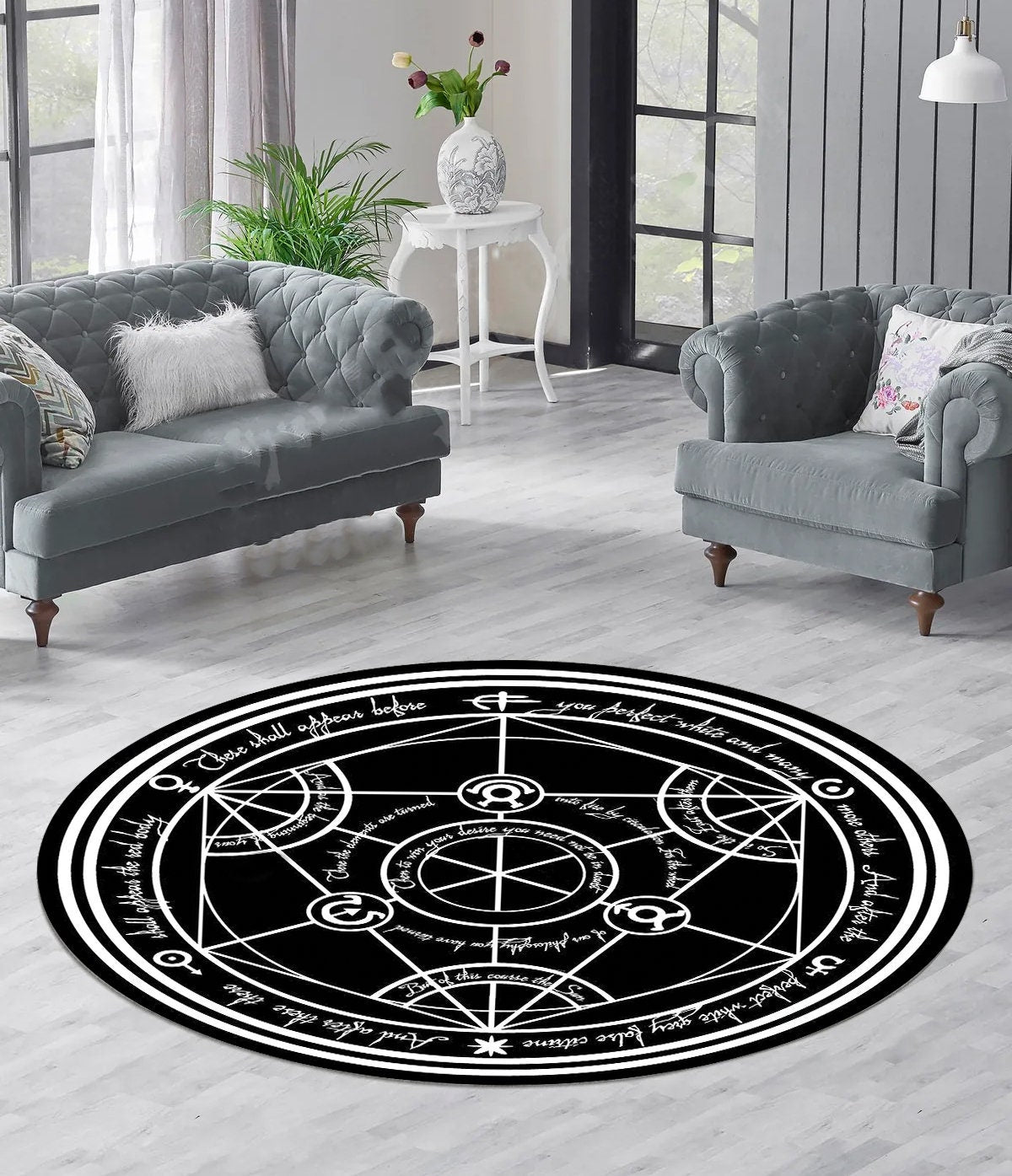 Just Rugging Rounded Rug Circle Cool Japanese Anime Manga RugNon-Slip Rug Washable Mat Child Stain Resistant Living Room Kitchen Carpet