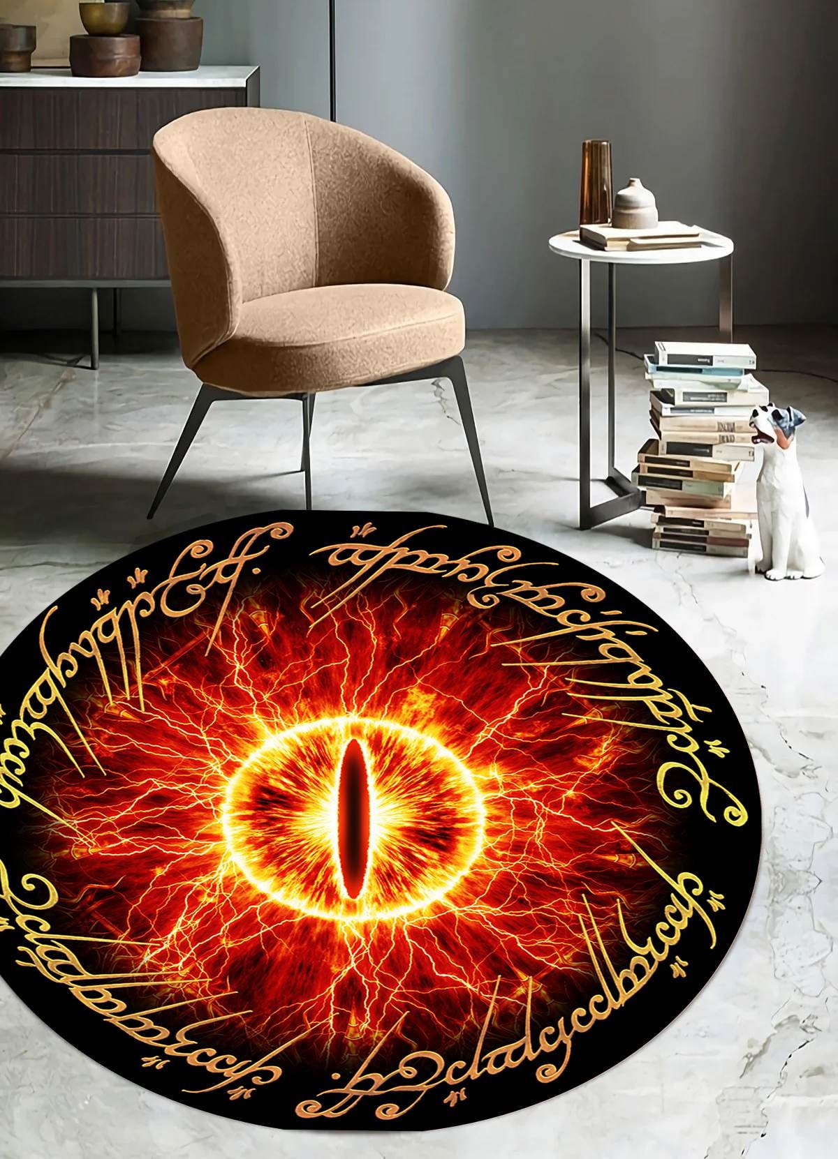 Just Rugging Rounded Rug Red Eyes RugNon-Slip Rug Washable Mat Child Stain Resistant Living Room Kitchen Carpet