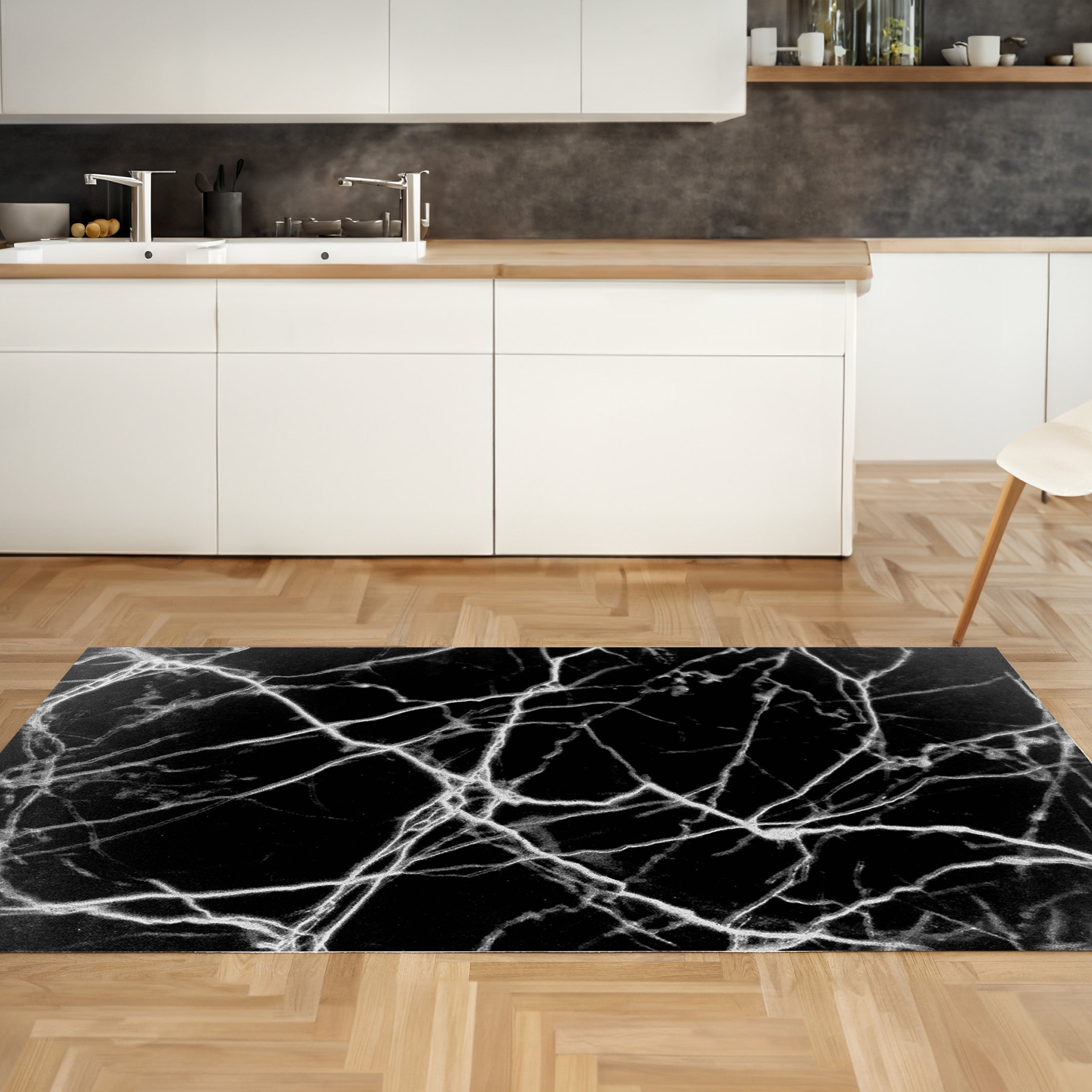 Black Marble Pattern Non-Slip Rug