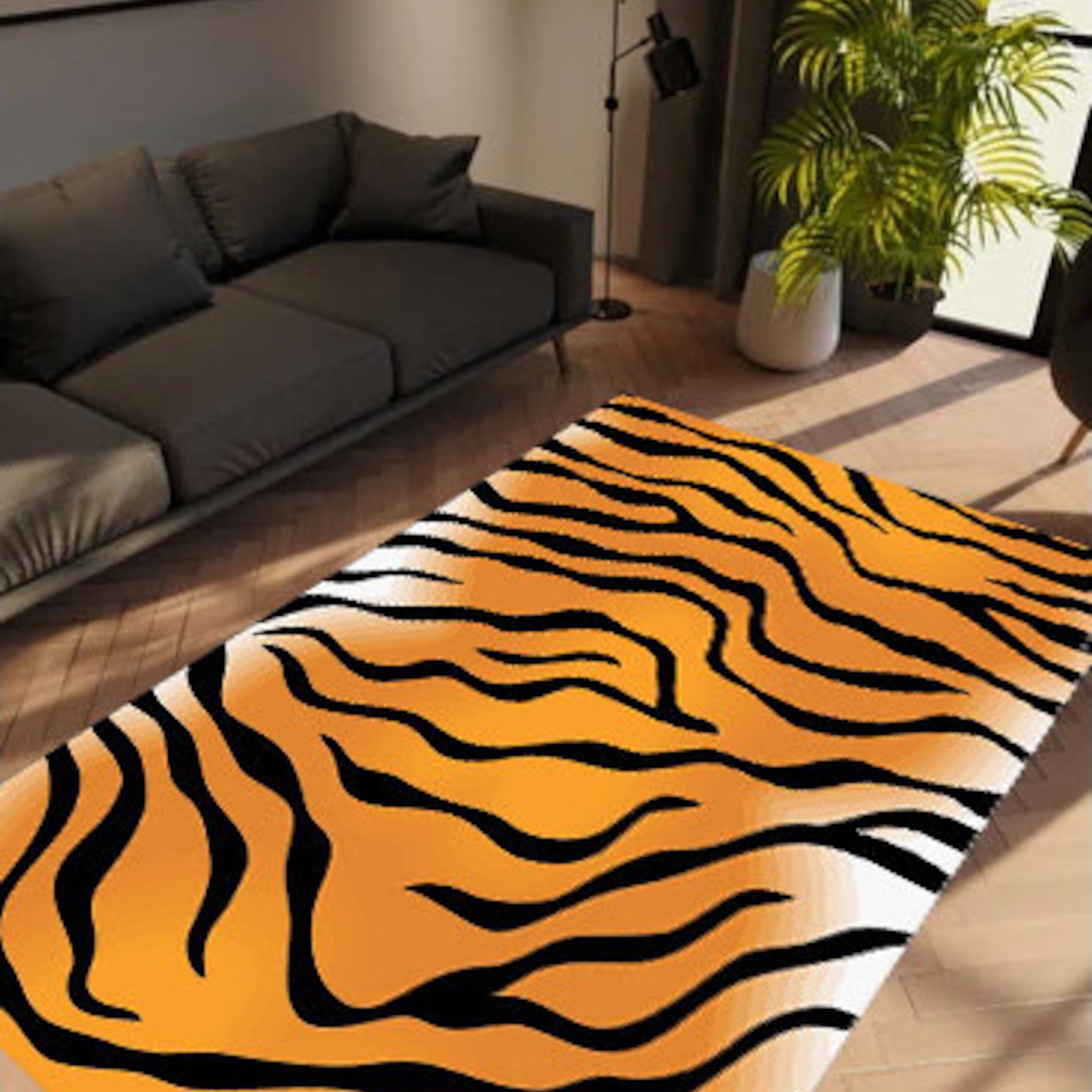 Just Rugging Non-Slip Rug Vintage Tibetan Tiger Rug Washable Mat Child Stain Resistant Living Room Kitchen Carpet