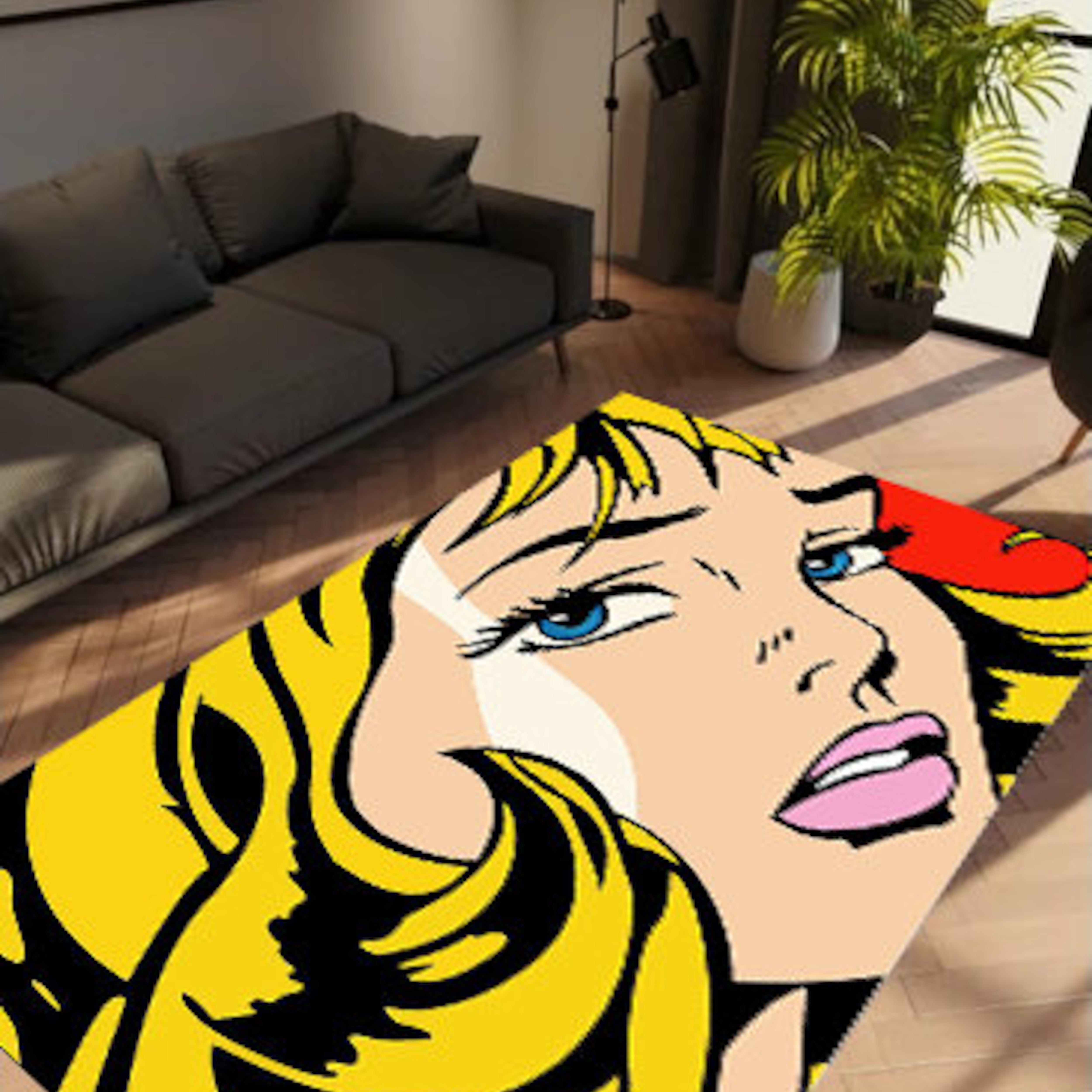 Inspired Blonde Anime Character Non-Slip Rug