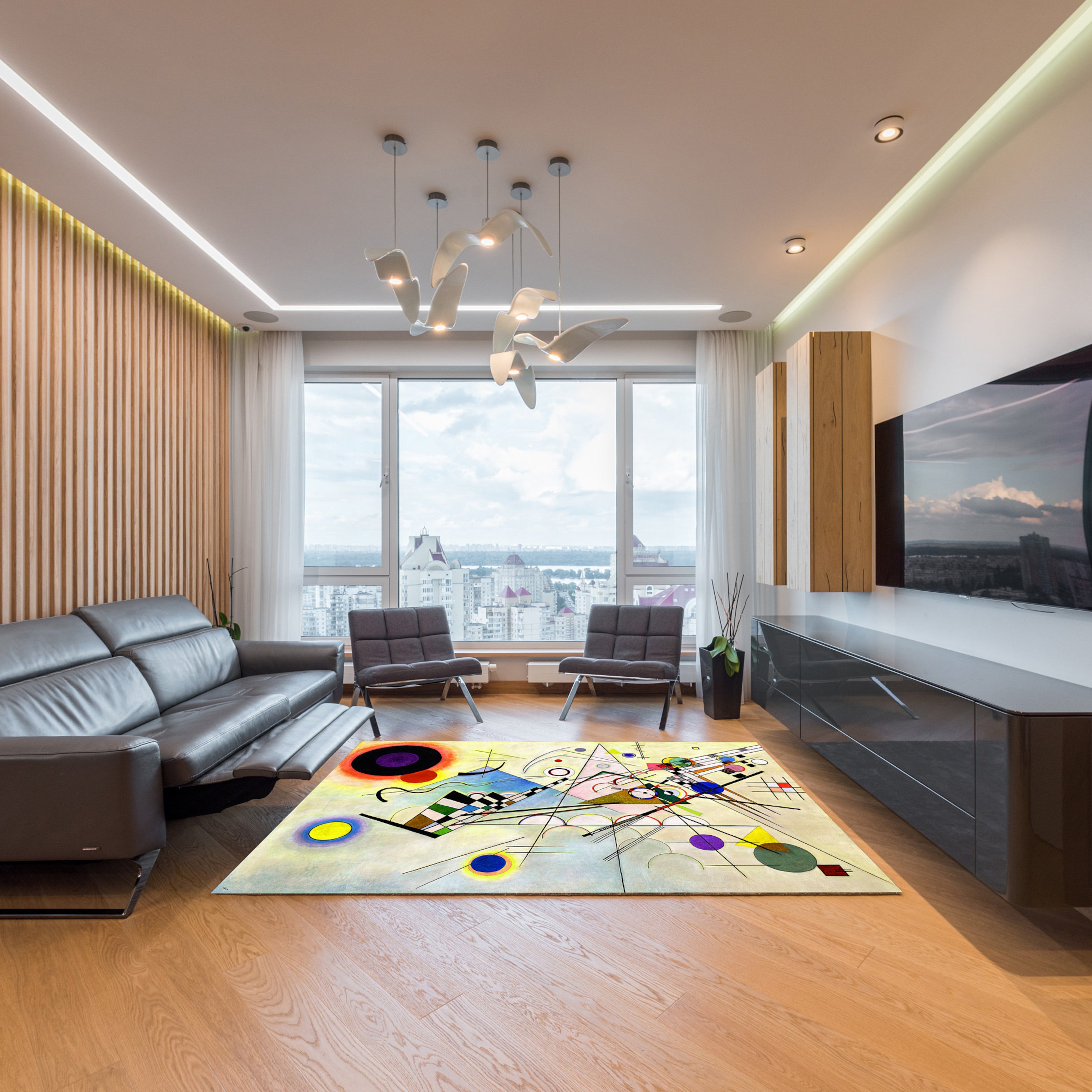 Pop Art Inspired Geometric Figures Non-Slip Rug