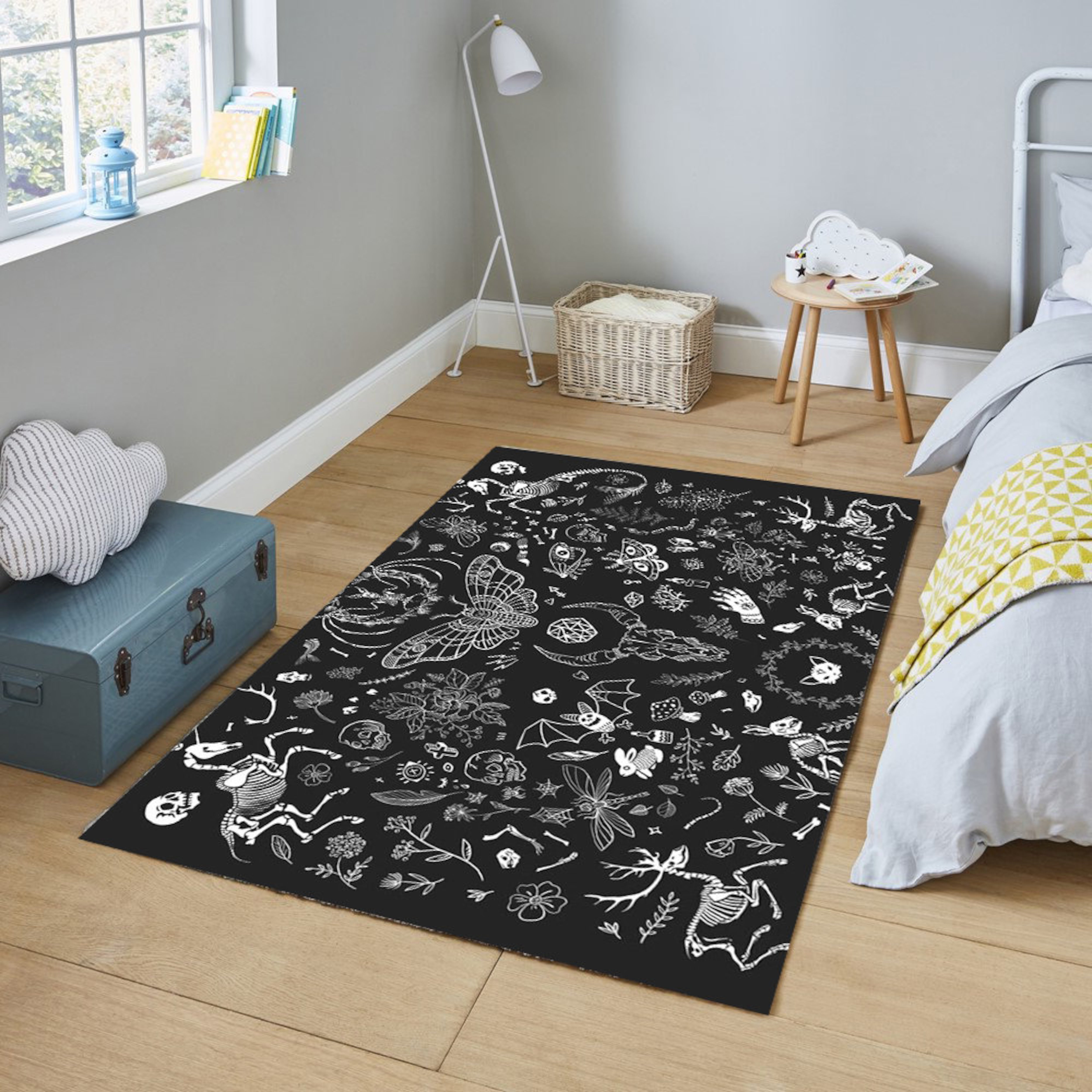 Just Rugging Non-Slip Rug Witch Bat Rug Washable Mat Child Stain Resistant Living Room Kitchen Carpet