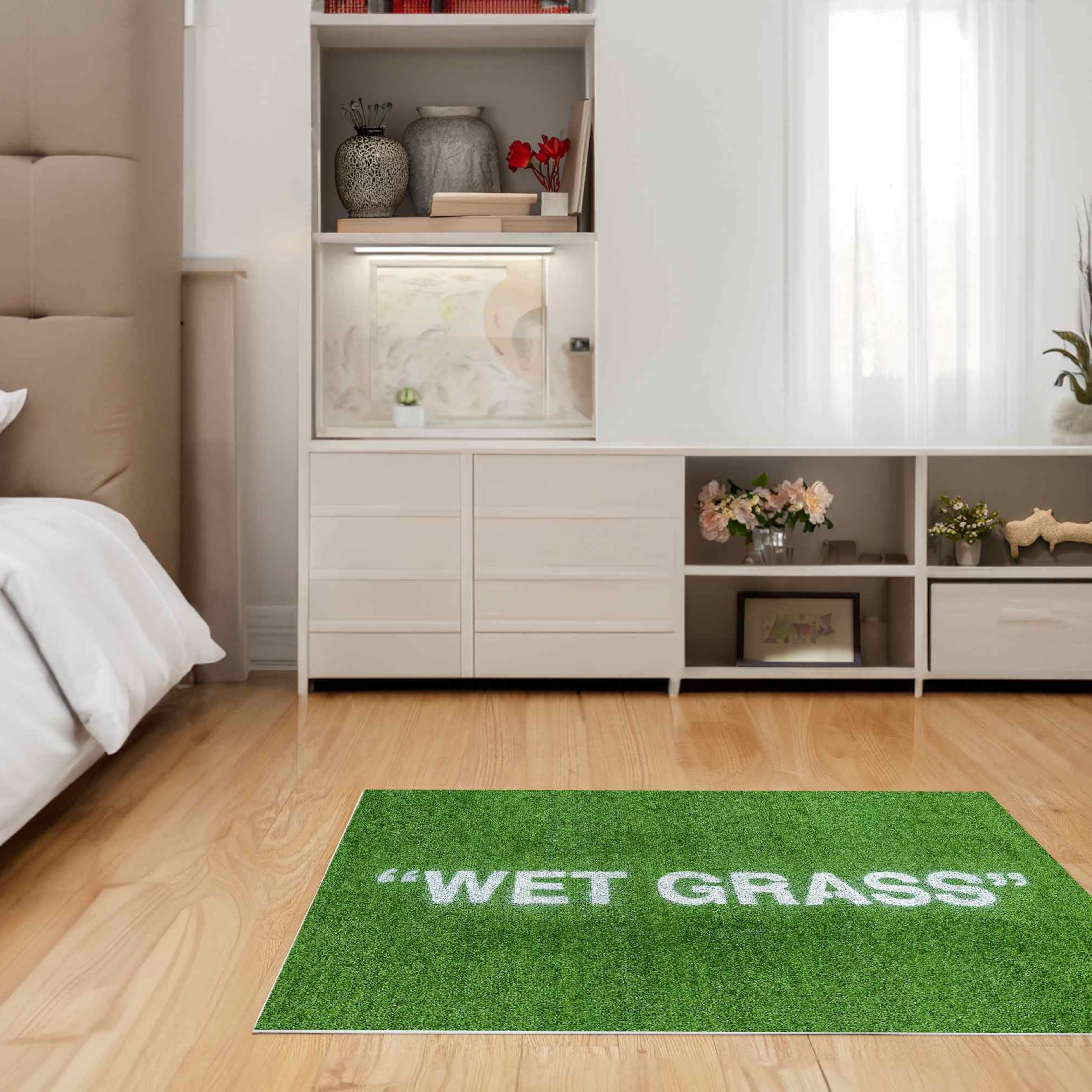 Just Rugging Non-Slip Rug Wet Grass Rug Washable Mat Child Stain Resistant Living Room Kitchen Carpet