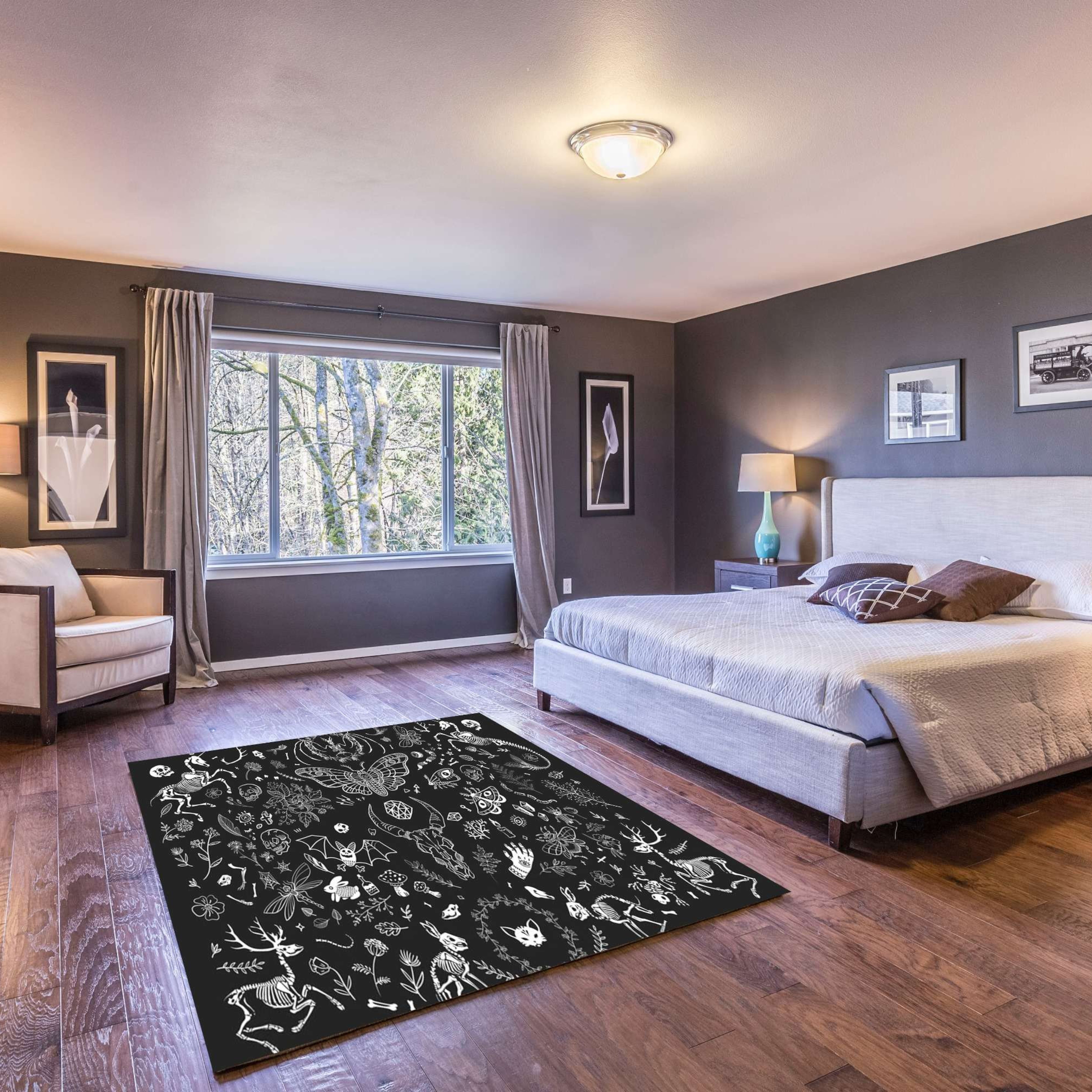 Just Rugging Non-Slip Rug Witch Bat Rug Washable Mat Child Stain Resistant Living Room Kitchen Carpet