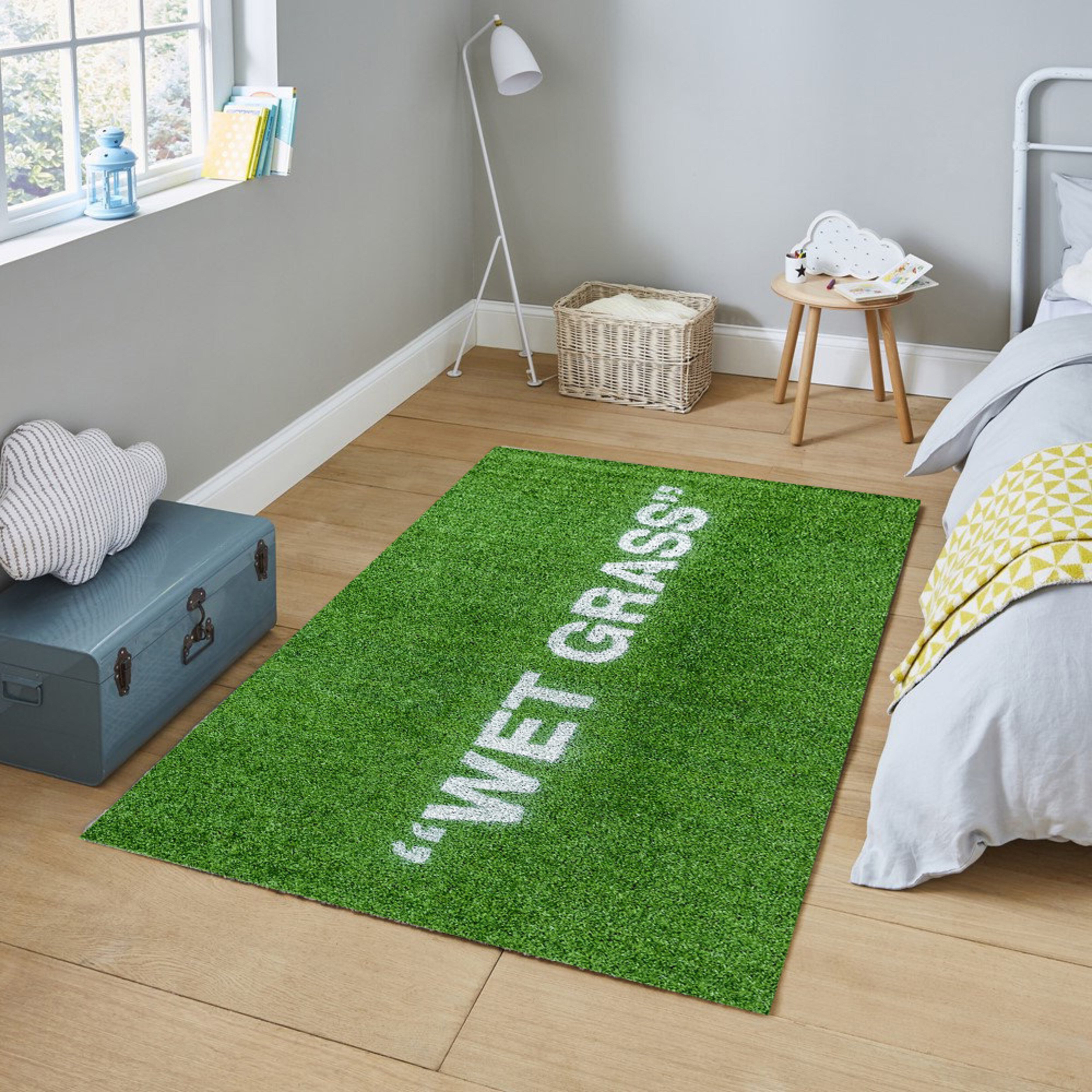 Just Rugging Non-Slip Rug Wet Grass Rug Washable Mat Child Stain Resistant Living Room Kitchen Carpet