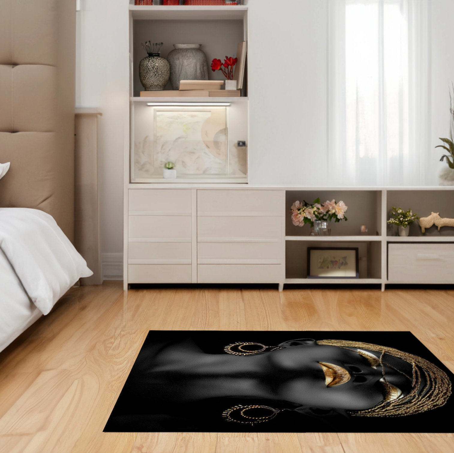 African Lady Portrait Non-Slip Rug