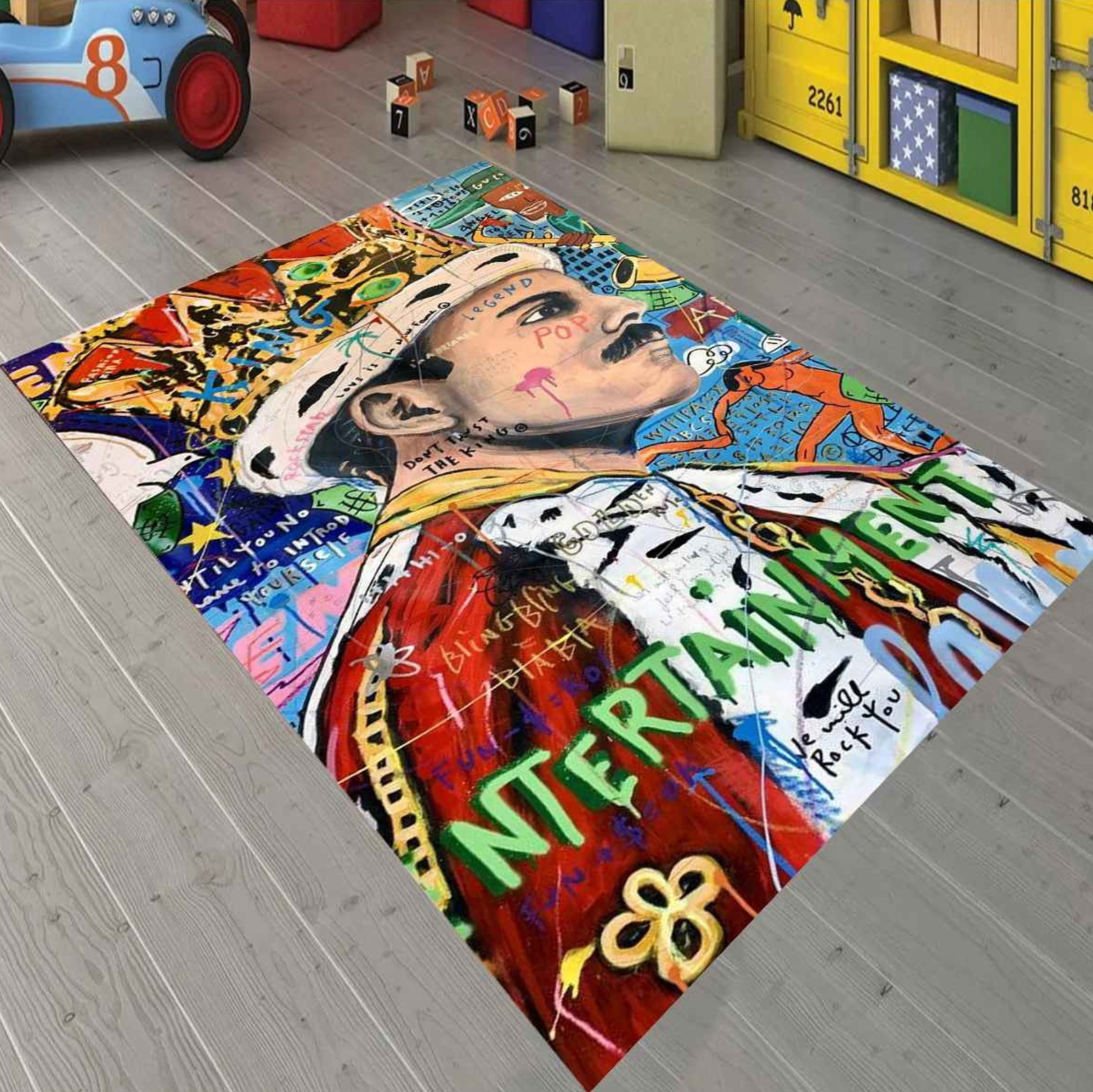 King of Rock Design Non-Slip Rug