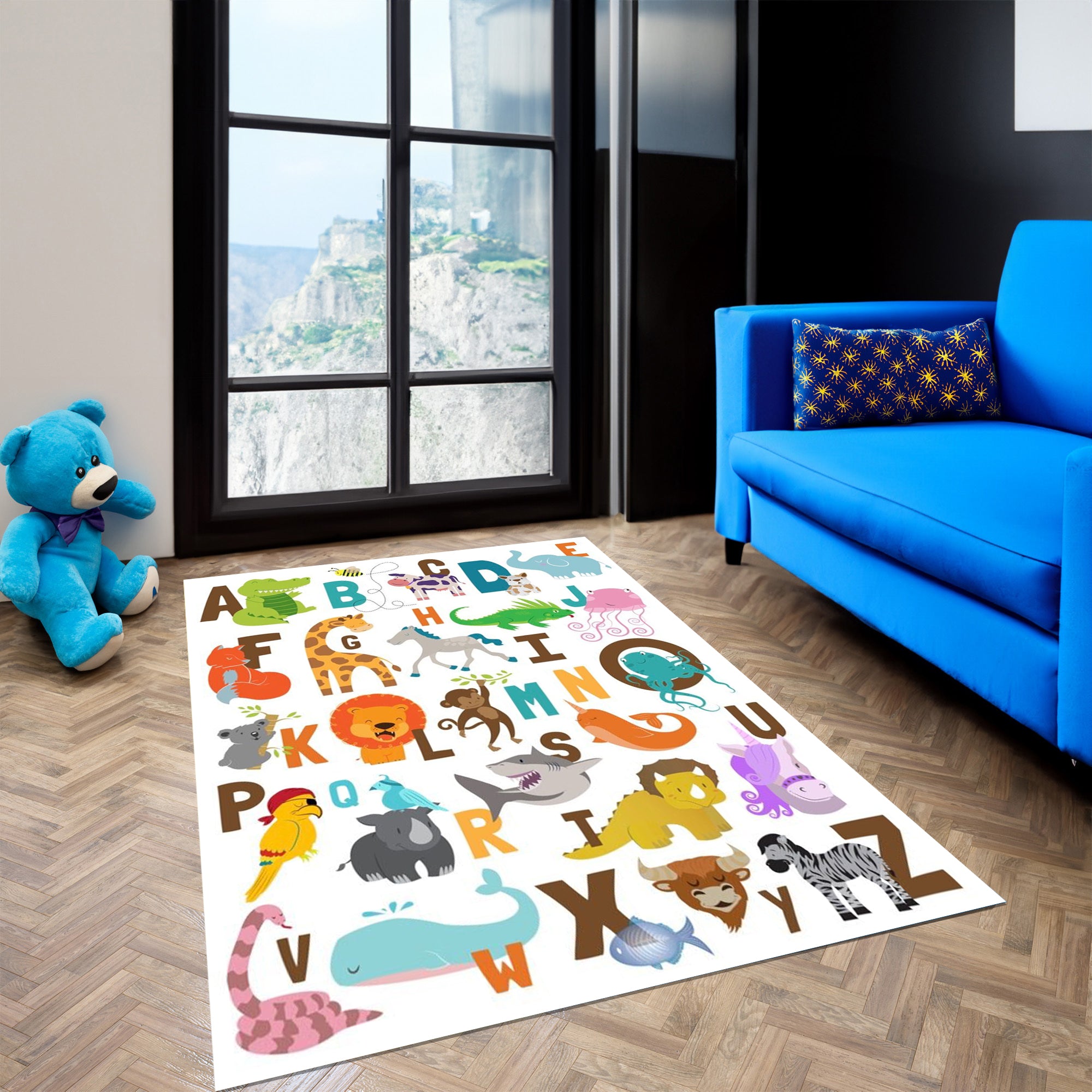 Animal Alphabet Non-Slip Rug